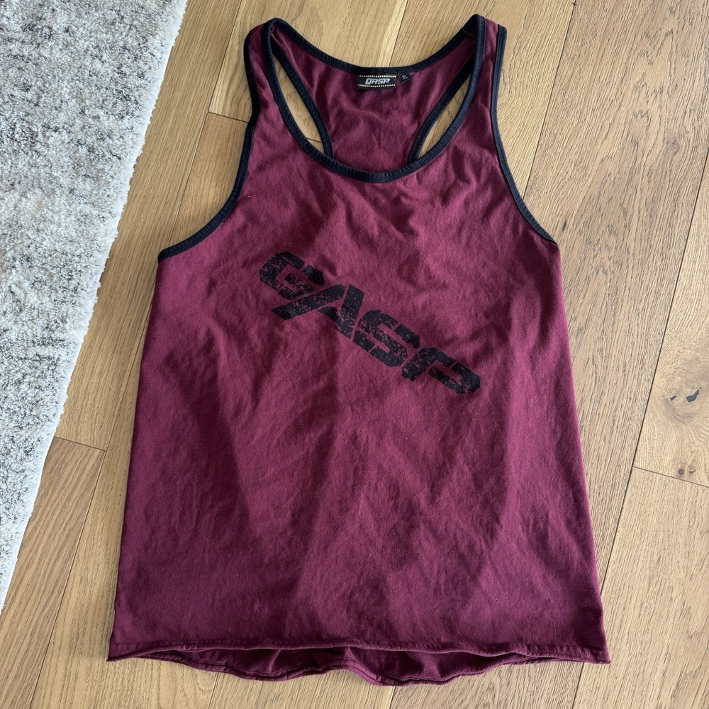 Vintage GASP Stringer Men's XL Bodybuilding Tank Top Shirt Maroon Gym Workout